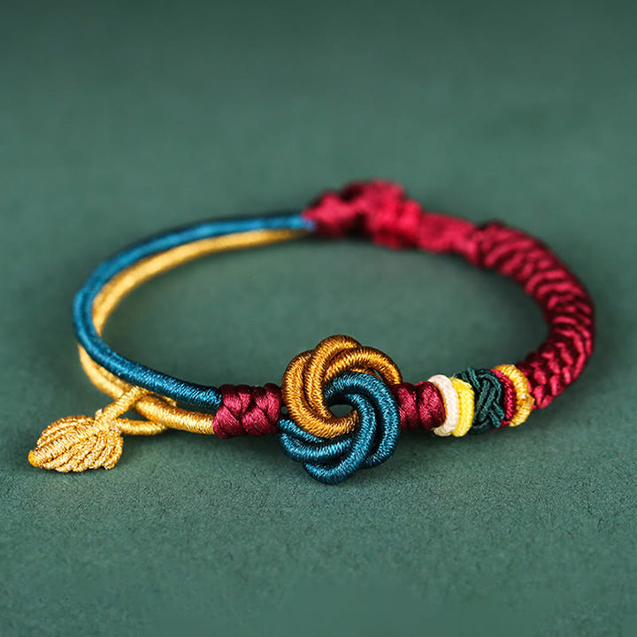 Buddha Stones Tibetisches handgefertigtes Mandala-Knoten-Blatt-Glücksseil-Armband