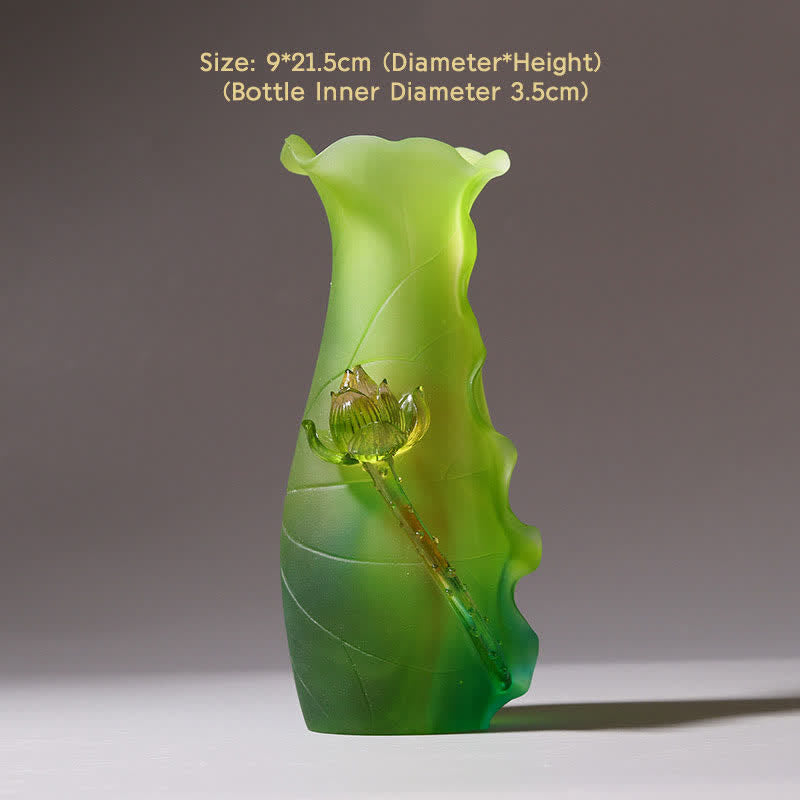 Feng Shui Lotus, handgefertigtes Liuli-Kristall-Kunststück, Heimbüro-Dekoration - Vase - image 11