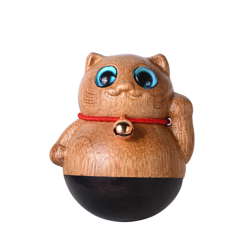 Buddha Stones Mini Glückskatze Kätzchen Phoebe Zhennan Segensdekoration aus Holz - image 23