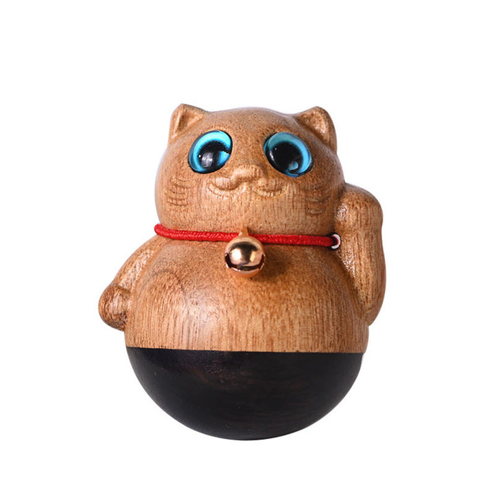 Buddha Stones Mini Glückskatze Kätzchen Phoebe Zhennan Segensdekoration aus Holz - image 24