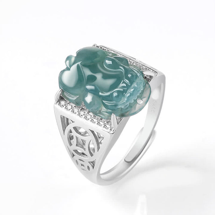 Buddha Stones 925 Sterling Silber Fengshui Reichtum Wohlstand Jade PiXiu Glücksring - Männer - image 5