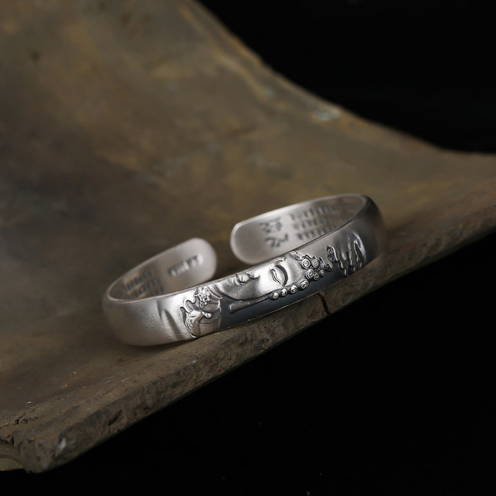 Buddha Stones 999 Sterling Silber Buddha Kopf Herz Sutra Serenity Armband Armreif - image 3