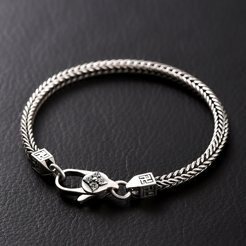 Buddha Stones Tibetisches Double Dorje Vajra Swastika Spirituelles Kraftkettenarmband - Armbandgröße 22 cm, passend für einen Handgelenkumfang von 20 cm - image 0