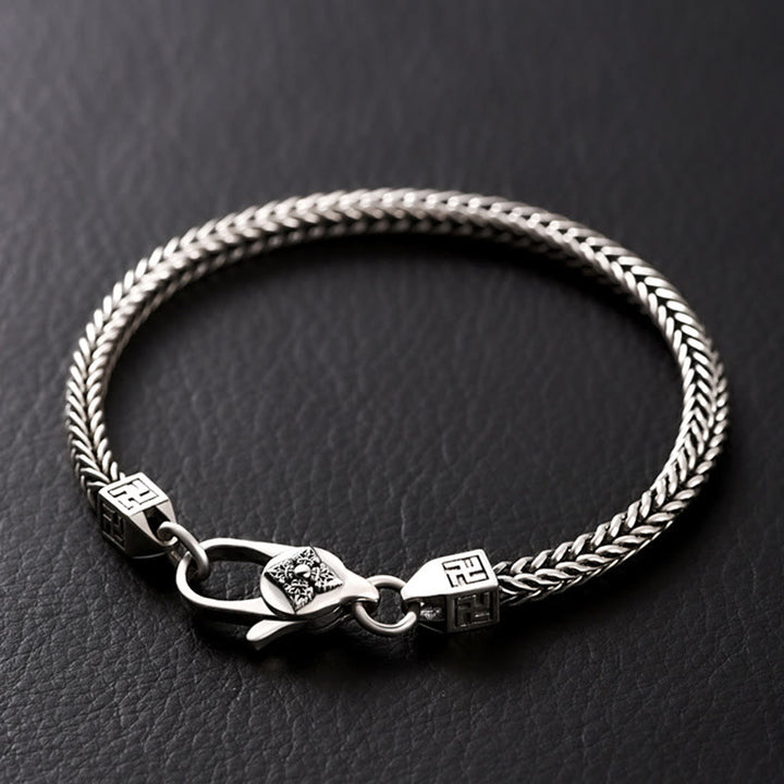 Buddha Stones Tibetisches Double Dorje Vajra Swastika Spirituelles Kraftkettenarmband - Armbandgröße 22 cm, passend für einen Handgelenkumfang von 20 cm - image 0