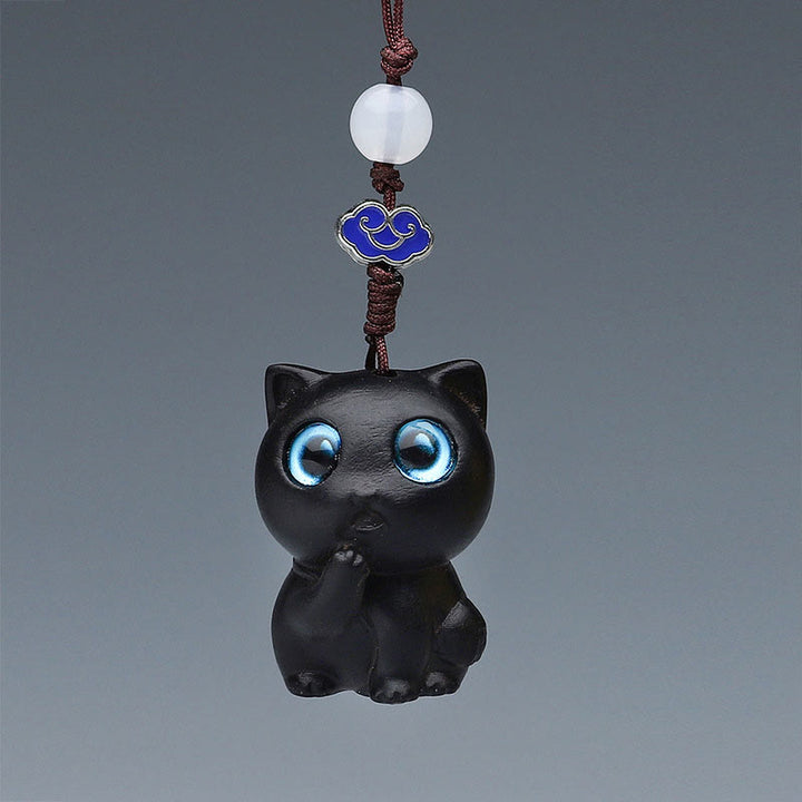 Buddha Stones Thuja Sutchuenensis Grünes Sandelholz Buchsbaum Mini Niedliches Tier Kaninchen Katze Hirsch Wal Wohlstand Telefon Hängende Dekorationen - Rotes Sandelholz, süße Katze, 3 x 2 cm - image 18