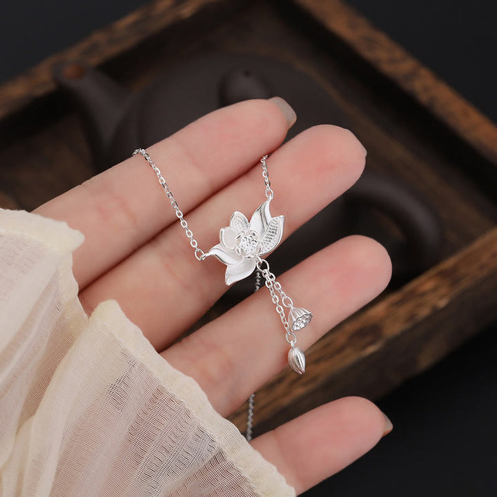 Buddha Stones 999 Sterling Silber Lotusblüten Pod geschnitzt Erleuchtung Halskette Anhänger - image 5