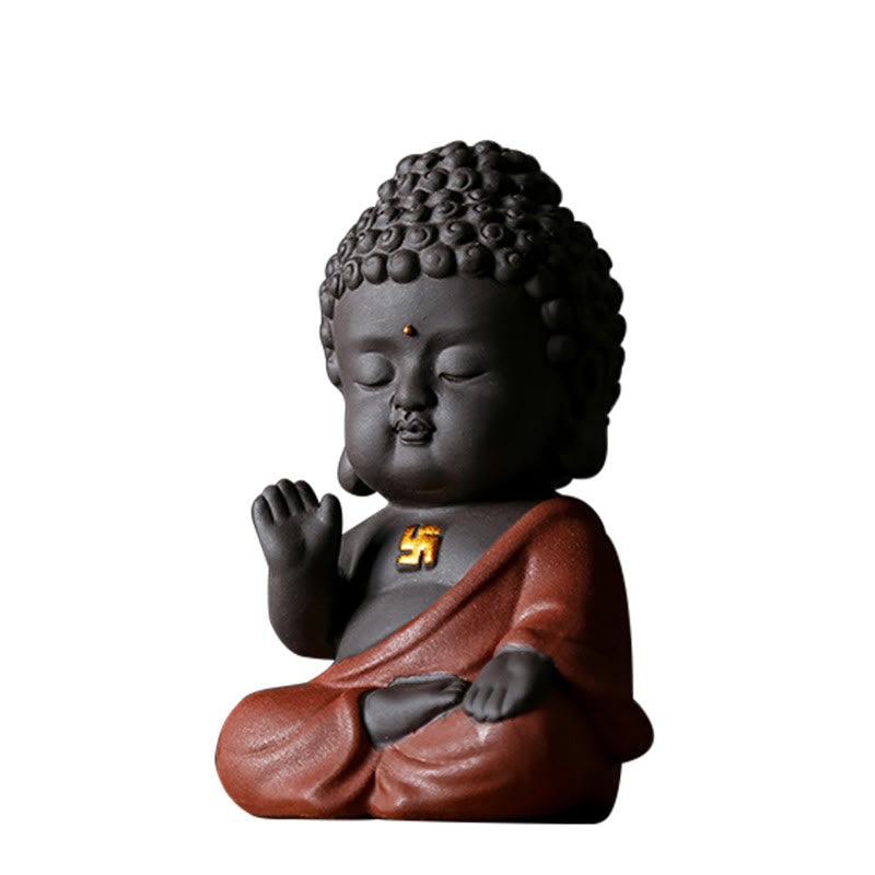 Buddha Stones, kleine Buddha-Gelassenheit, lila Ton, Heim-Schreibtisch-Dekoration