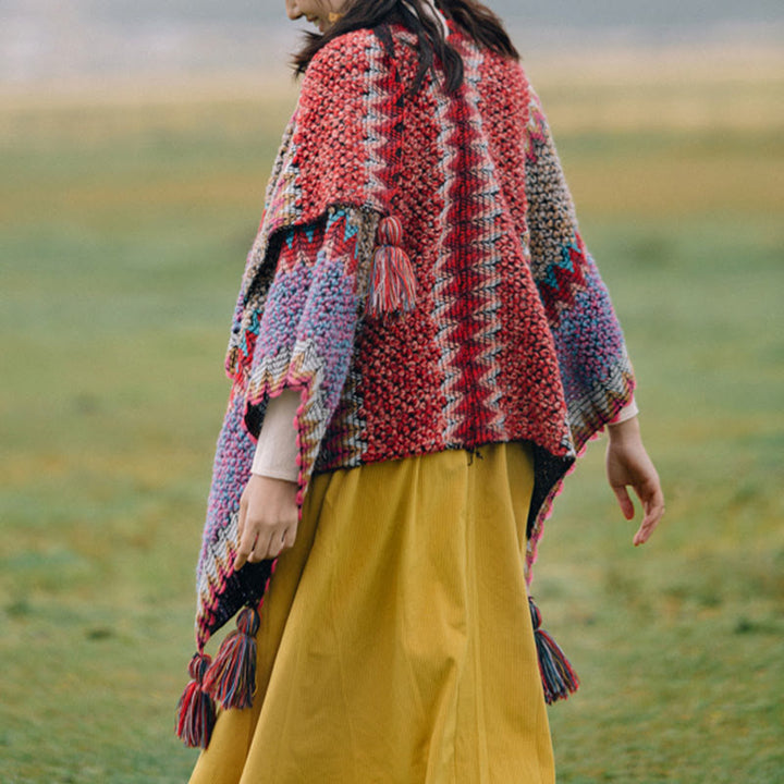 Tibetischer Schal mit Buddha Stones, warmer Umhang, tibetischer Quastenschal - image 3