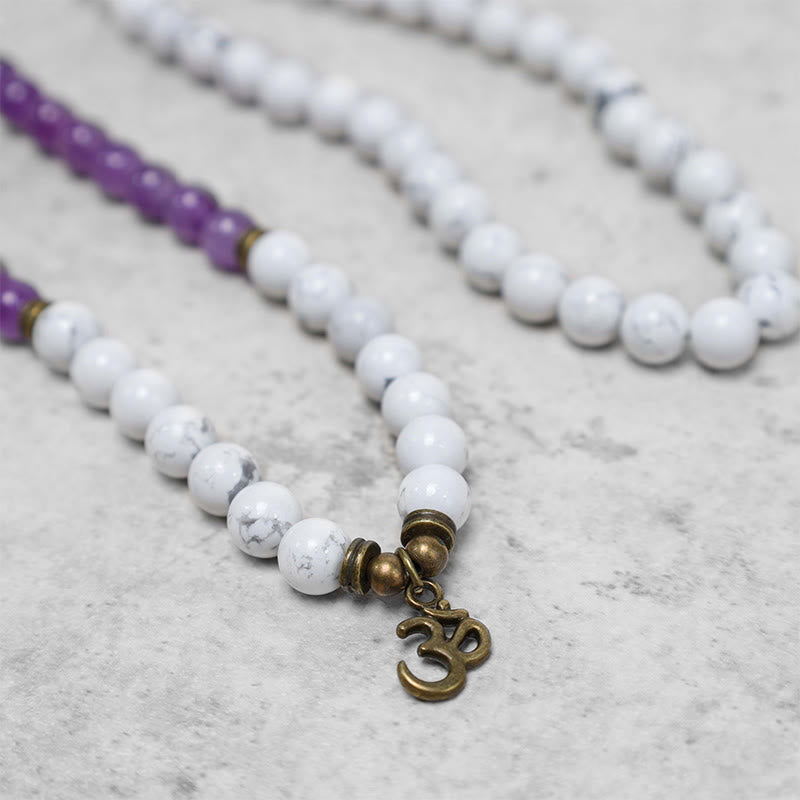 108 Mala-Perlen, Amethyst, Weiß, Türkis, OM-Heilmeditation, Energiearmband - image 5