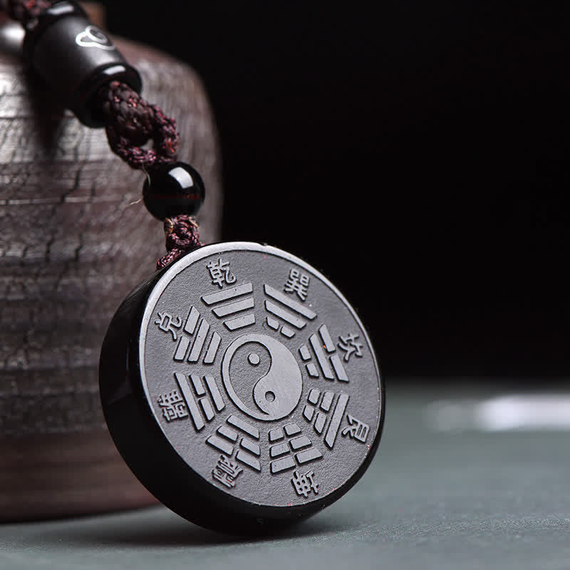 Schwarzer Obsidian Bagua Yin Yang Stärke Halskettenanhänger - Schwarzer Obsidian (Reinigung ♥ Transformation) - image 1