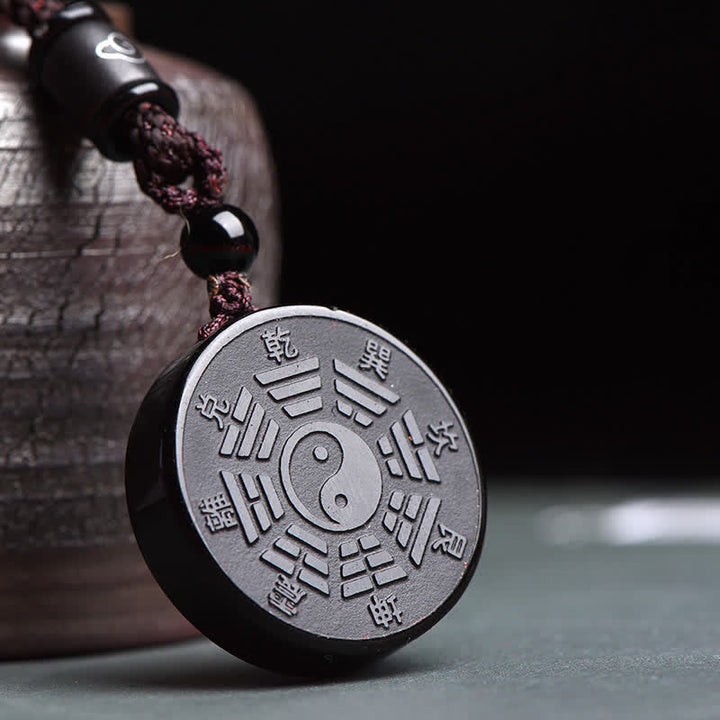 Schwarzer Obsidian Bagua Yin Yang Stärke Halskettenanhänger - Schwarzer Obsidian (Reinigung ♥ Transformation) - image 1