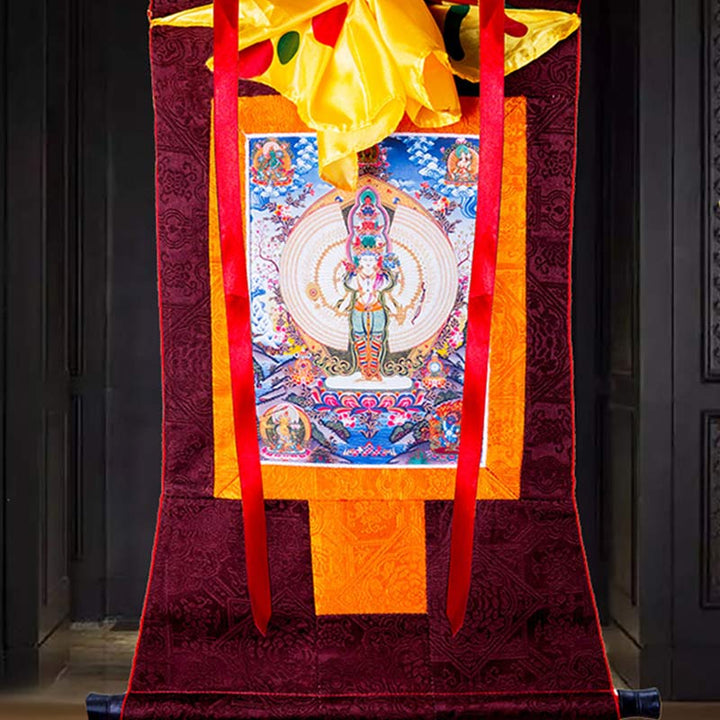 Buddha Stones, tibetische tausendhändige Avalokitesvara-Thangka-Segensdekoration mit Rahmen - image 5