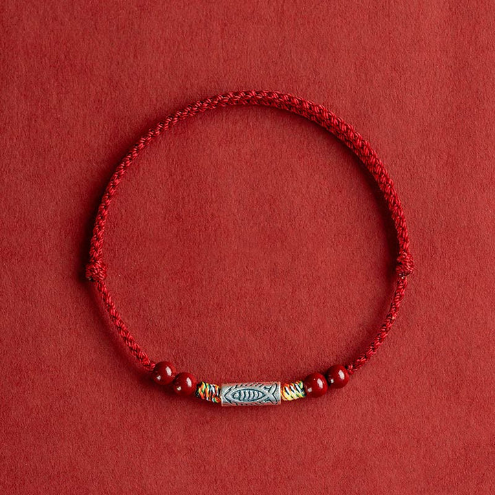 Buddha Stones Handgefertigtes geflochtenes Armband/Fußkettchen aus 925er Sterlingsilber mit Koi-Fisch- und Zinnoberperlen - image 12