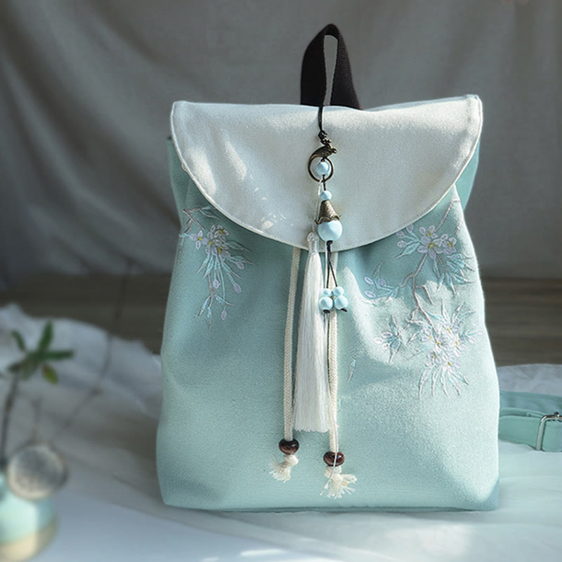 Handgemachter, bestickter Canvas-Rucksack mit Buddha Stones und großer Kapazität - image 11