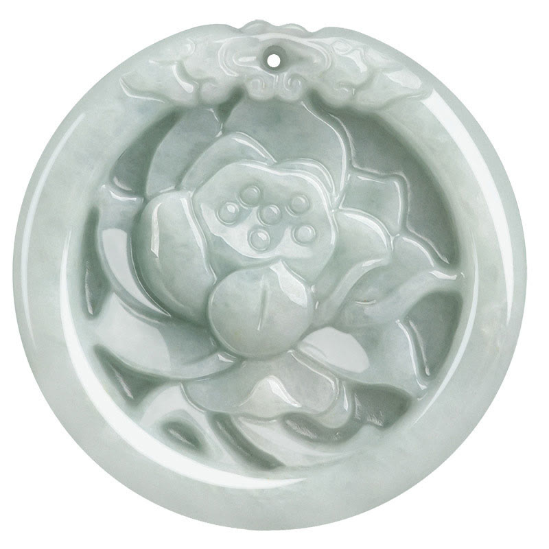 Buddha Stones, natürliche Jade, Lotusblume, geschnitzter Wohlstands-Halskettenanhänger - image 11