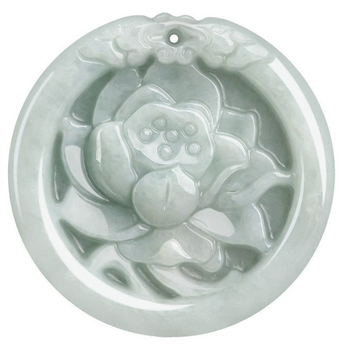 Buddha Stones, natürliche Jade, Lotusblume, geschnitzter Wohlstands-Halskettenanhänger - image 11