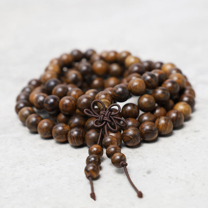 Buddha Stones 108 Mala Perlen Armband Gebet Meditation Sandelholz Elastisch - image 1