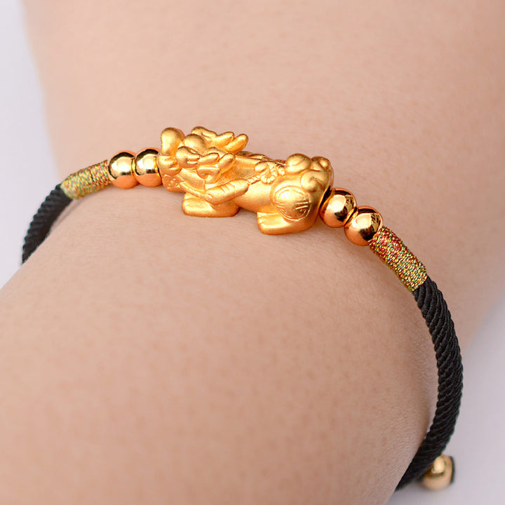 Buddha Stones 24K vergoldetes PiXiu Luck Red String Armband