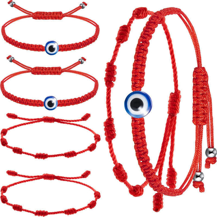 Buddha Stones 4-teiliges Evil Eye Seven Knot Red String Schutzarmband