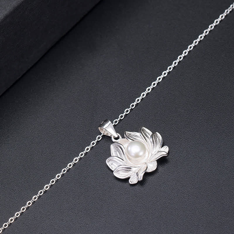 Buddha Stones 925 Sterling Silber Lotusblume Perle Reichtum Halskette Anhänger - image 8