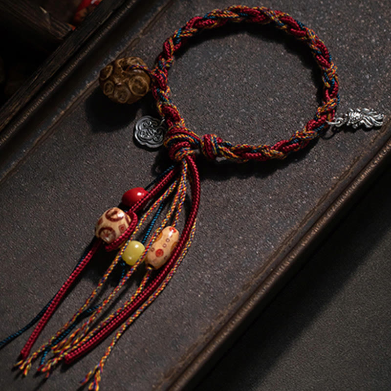 Buddha Stones, tibetischer handgefertigter bunter Faden, 925er-Sterlingsilber, Koi-Fische, Schutz, Stärke, Schnur-Armband - image 5