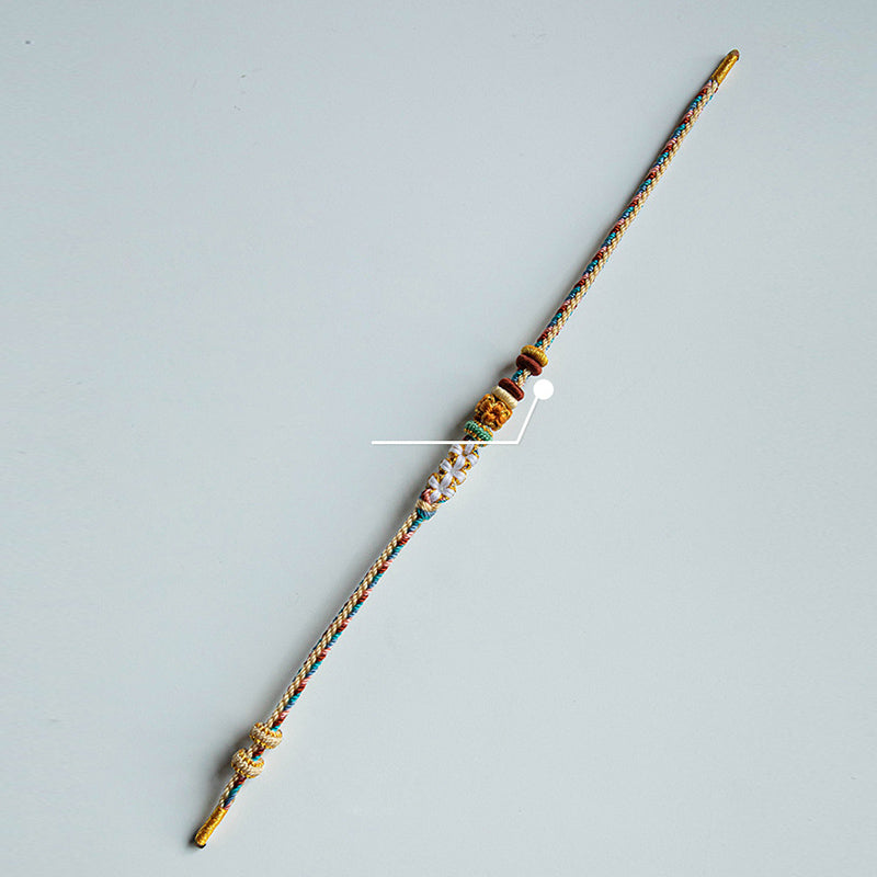 Handgefertigtes geflochtenes Armband in Dunhuang-Farbe mit Pfirsichblütenmuster von Buddha Stones