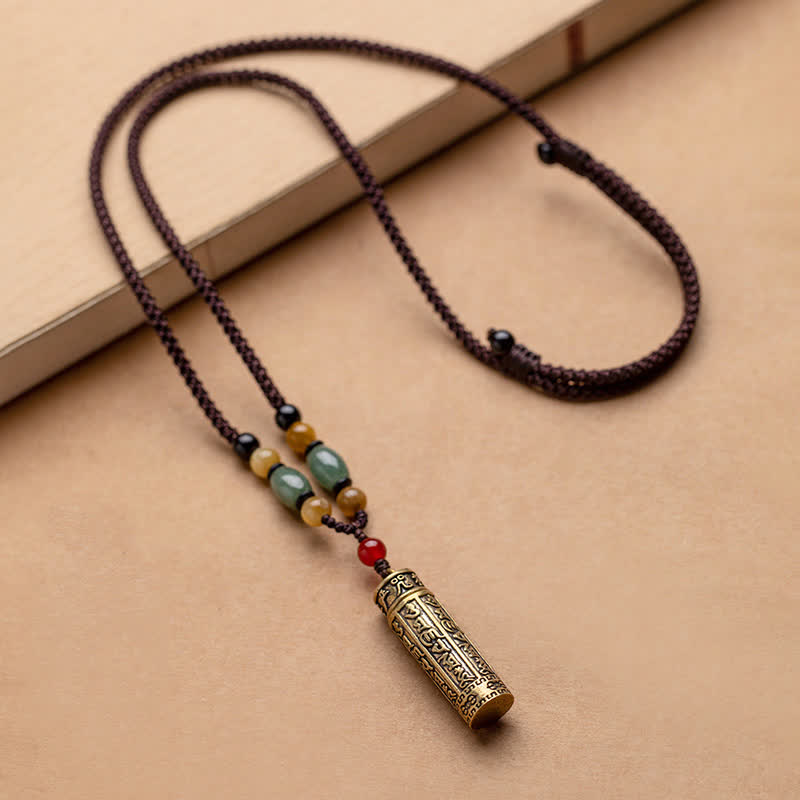 Buddhastoneshop Tibet Om Mani Padme Hum Achat Shurangama Sutra Schutz Halskette Anhänger - image 4