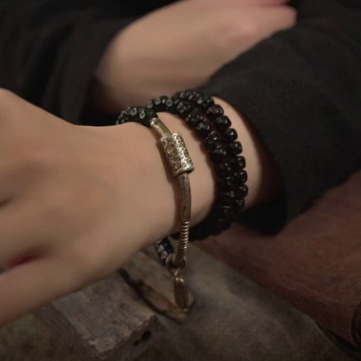 Buddha Stones ​​Retro-Armband aus Kokosnussschale, Messing und Kupfer, dreifach gewickelt - image 11