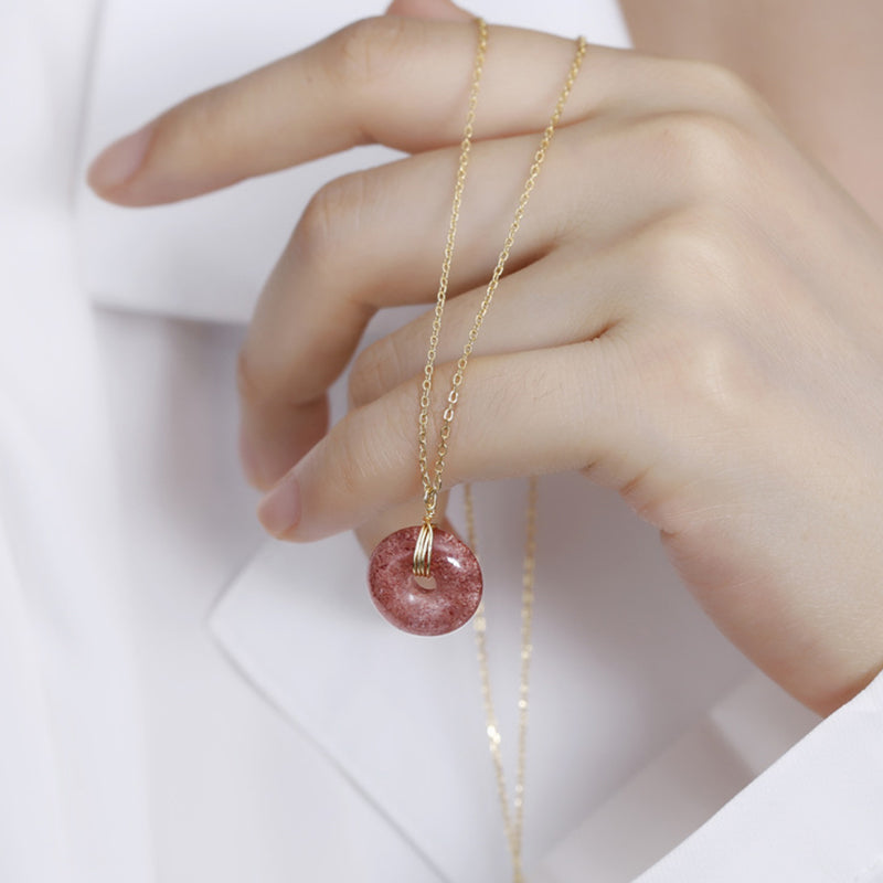 Buddha Stones 925 Sterling Silber Erdbeerquarz Heilende Positive Halskette - image 2