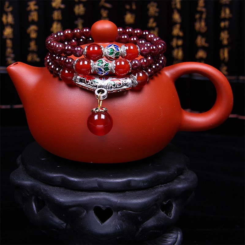 Buddha Stones, natürlicher Granat, roter Achat, Segen, Heilung, Armband, Halskette, Anhänger