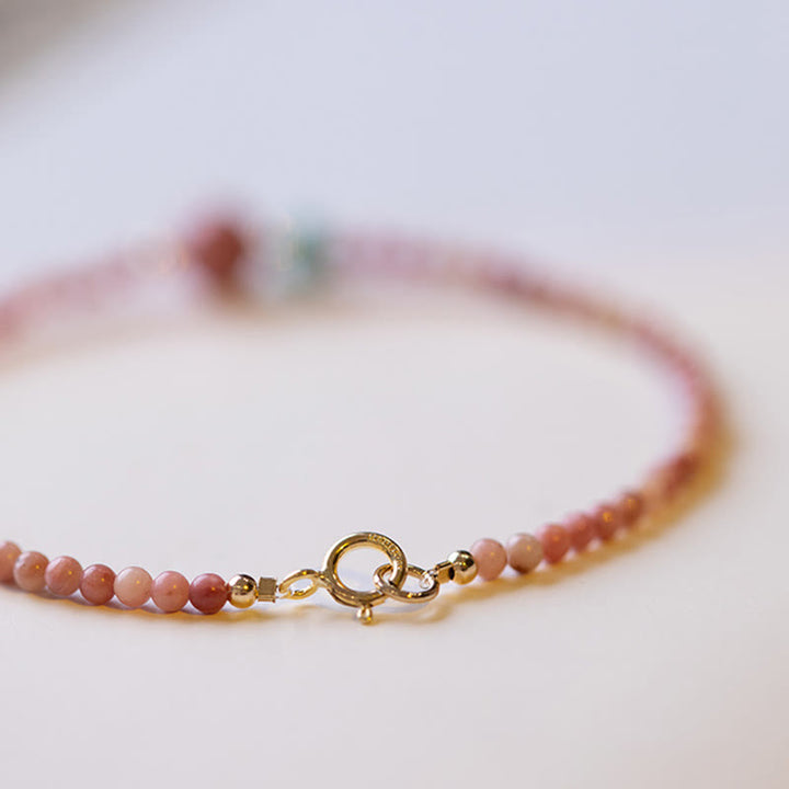 Buddha Stones Armband aus 14-karätig vergoldetem, natürlichem Rhodonit mit Liebesenergie - image 10