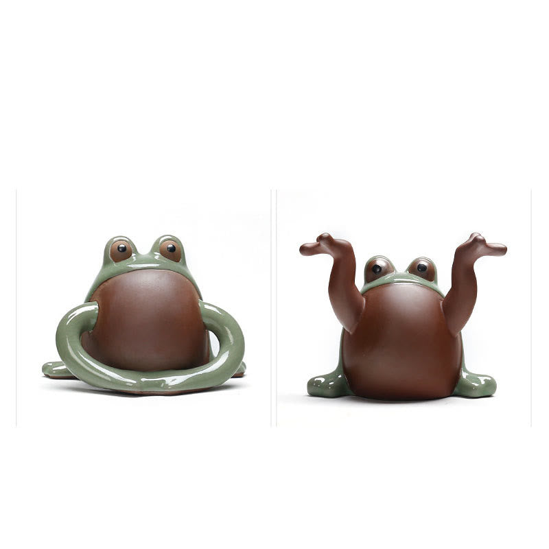 Buddha Stones FengShui Reichtum Glück niedlicher Frosch Keramik Teehaustier Figur Dekoration - image 10