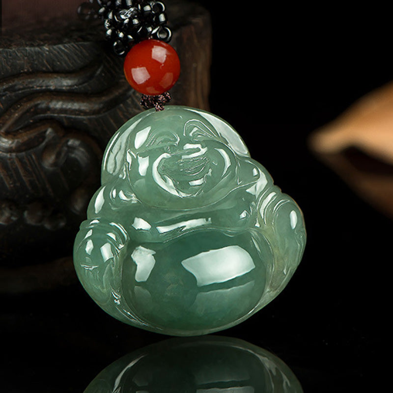 Lachender Buddha Jade Fülle Halskette Anhänger - 26*30 mm - image 1