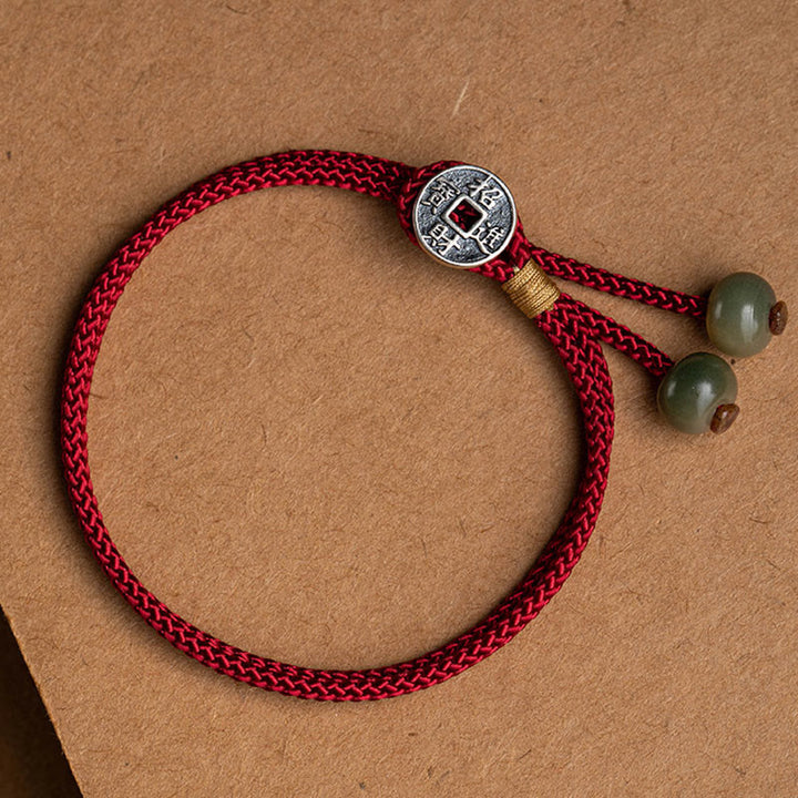 Buddha Stones 925 Sterling Silber Handgefertigtes chinesisches Sternzeichen Natal Buddha Cyan Bodhi Samenschutz geflochtenes rotes Schnurarmband - image 13
