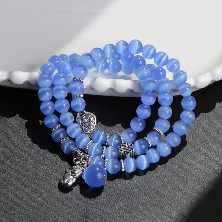 Buddha Stones Cat Eye PiXiu Support Dreifach-Wickelarmband