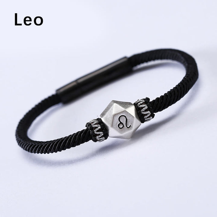 Buddha Stones 999 Sterling Silber 12 Sternbilder des Tierkreises Schutz Handgefertigtes Schnurarmband - Löwe - 19 CM - image 8
