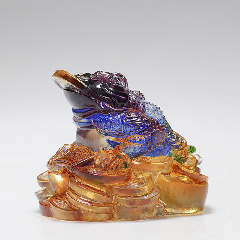 Feng Shui Frosch, handgefertigtes Liuli-Kristall-Kunststück, Reichtum, Heimbüro-Dekoration - image 6