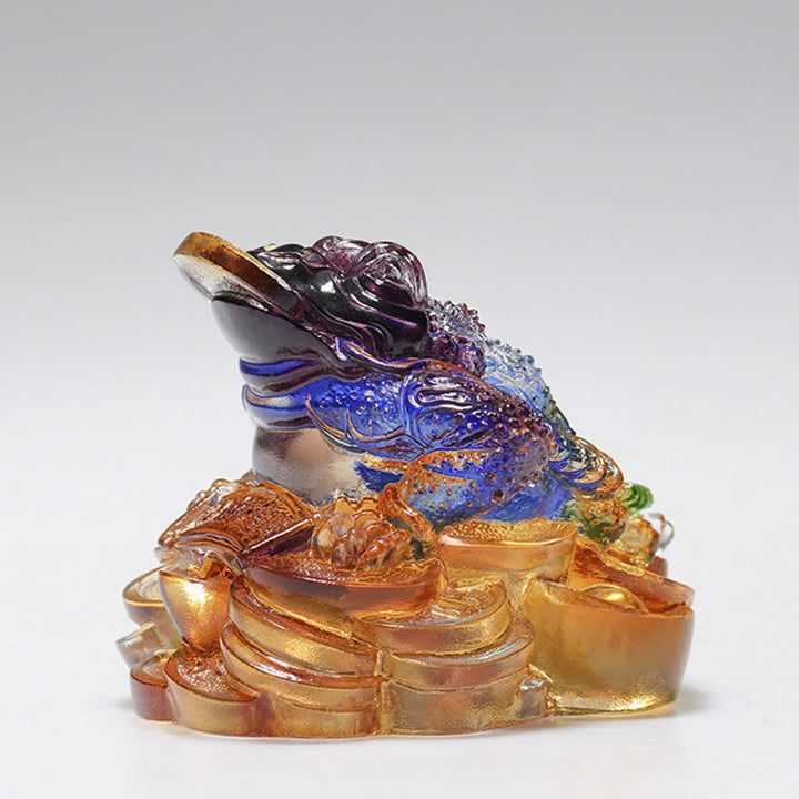 Feng Shui Frosch, handgefertigtes Liuli-Kristall-Kunststück, Reichtum, Heimbüro-Dekoration - image 6