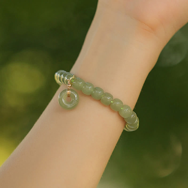 Natürliches Hetian-Jade-Friedensschnallen-Wohlstands-Glücks-Armband