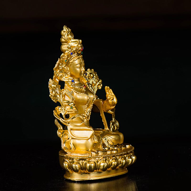 Bodhisattva Weiß Tara Hope Protection vergoldete Statuendekoration - image 5