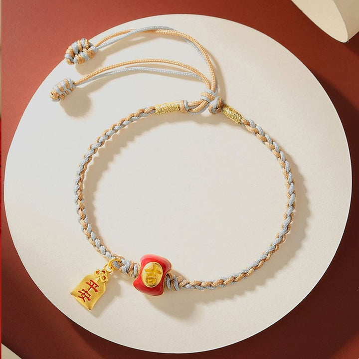 Buddha Stones 925 Sterling Silber Handgefertigtes, verheißungsvolles chinesisches Schriftzeichen Segen geflochtenes Schnurarmband - image 4