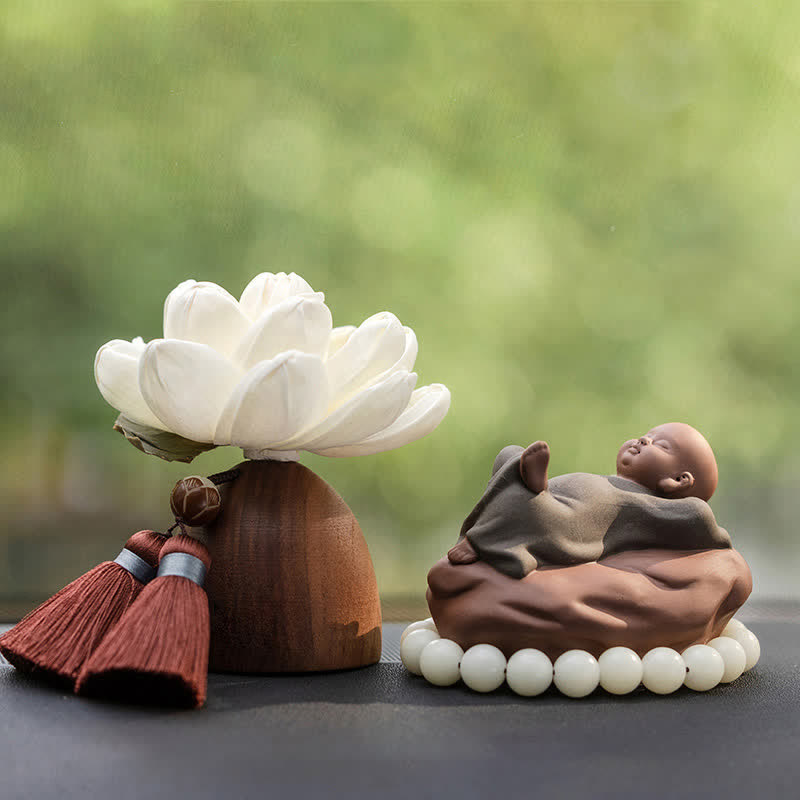 Schwarze Pfirsichholz-Buddha-Blumen-Calm-Cure-Dekorationen - image 13