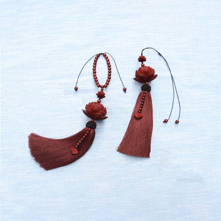 Buddha Stones, tibetisches kleines Blatt, rotes Sandelholz, Lotus, Glücksschutz, Quastendekoration