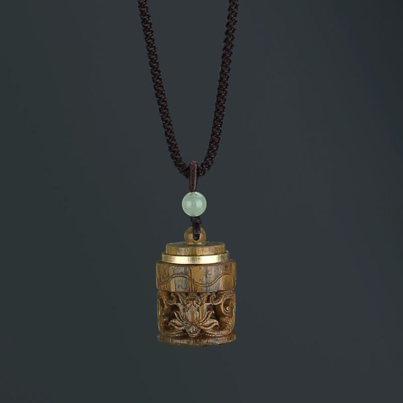 Buddha Stones Tibet Grünes Sandelholz Palisander Om Mani Padme Hum Lotus Positive beruhigende Halskette Anhänger - Blume Grünes Sandelholz - image 17