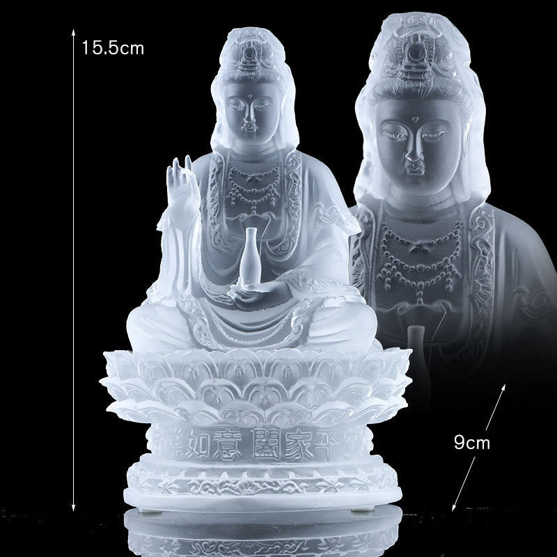 Buddha Stones, Kwan Yin, Avalokitesvara, handgefertigte Figur, Liuli-Kristallkunstwerk, Reichtumsstatue, Heimdekoration - 15,5 cm Weiß - image 9