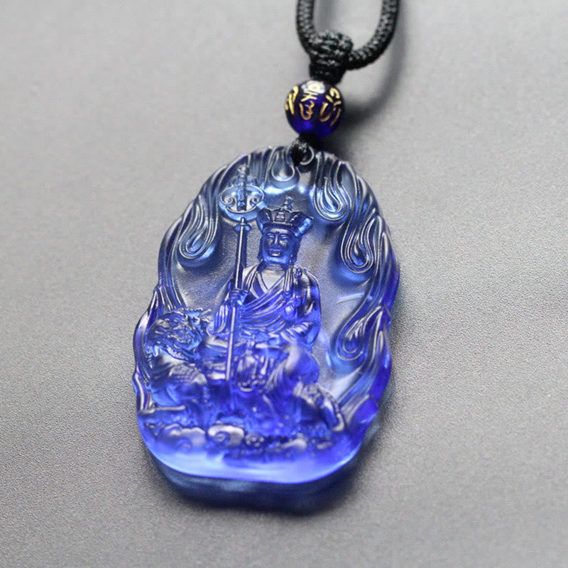 Buddha Stones Ksitigarbha Buddha Liuli Kristall Serenity Amulett Halskette Anhänger - Blauer Ksitigarbha - image 1