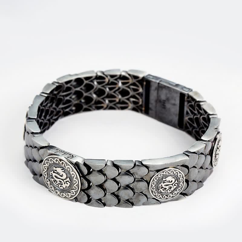 Buddha Stones 925 Sterling Silber Drachenschuppen Glück Erfolg Armband Armreif - image 2