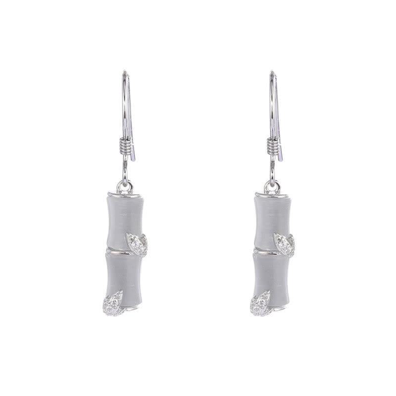 925 Sterling Silber Hetian Jade Chrysoberyll Katzenauge Roter Achat Bambus Glück Tropfen Ohrringe - Silber - Katzenauge (Frieden ♥ Unterstützung) - image 12