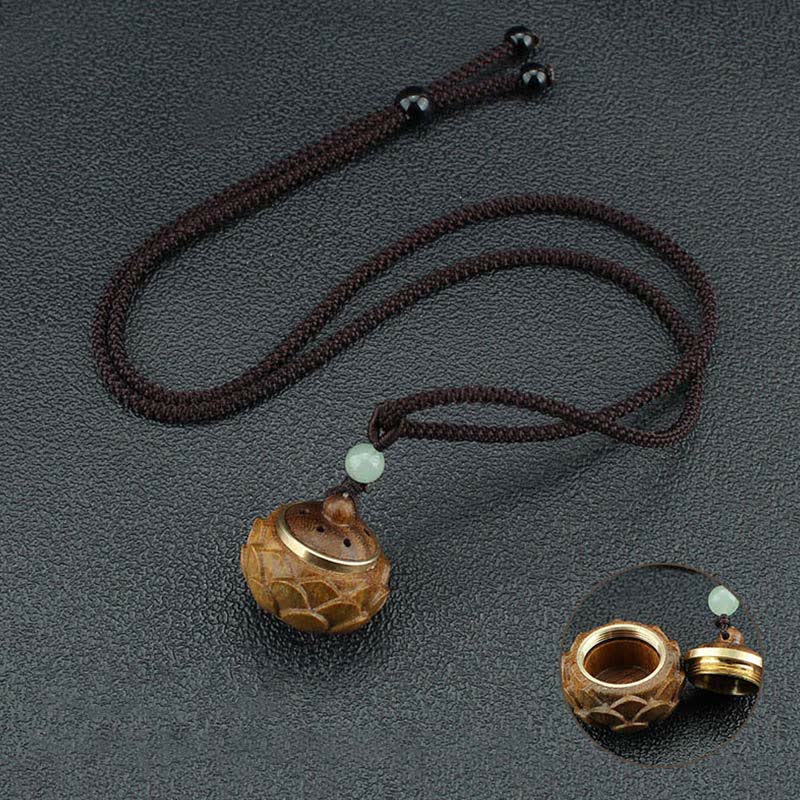 Buddha Stones Tibet Grünes Sandelholz Palisander Om Mani Padme Hum Lotus Positive beruhigende Halskette Anhänger - image 15