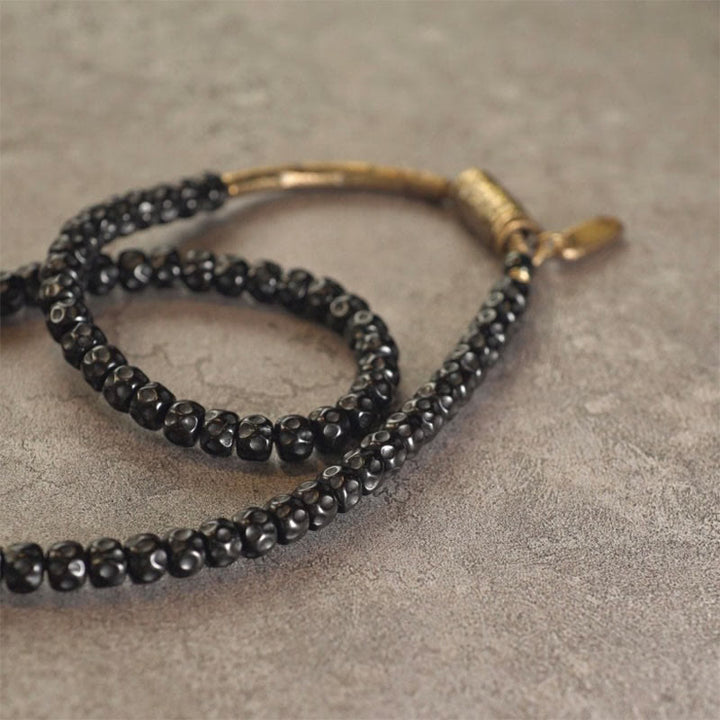 Buddha Stones ​​Retro-Armband aus Kokosnussschale, Messing und Kupfer, dreifach gewickelt - image 7